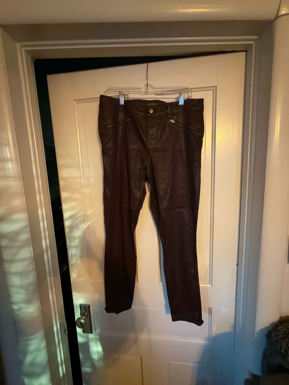 Level 99 Burgundy Coated Skinny Pants Size 32